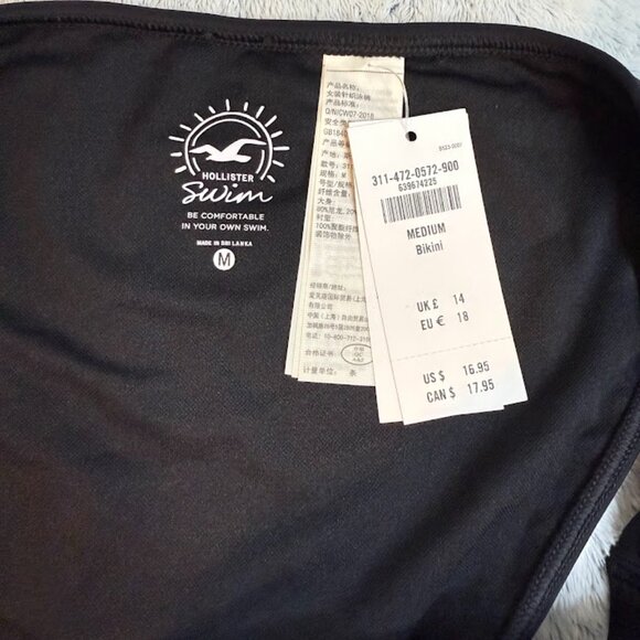 Hollister Simple Bikini Bottom Women's Size M NWT Black - Picture 2 of 6